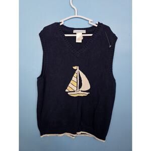 Janie and Jack Boys Navy Sweater Vest (Sailboat) - Size 6 - EUC